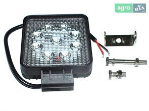 Фара LED квадратна 27W, 9 ламп, 110*164мм, вузький промінь 12/24В (пр-во Юбана) 453701039