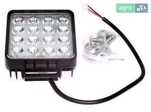 Фара LED прямокутна 48W, 16 ламп, 110*164мм, вузький промінь 12/24В (пр-во Юбана) 453701051